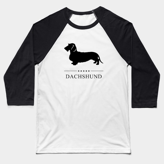 Wire Haired Dachshund Black Silhouette Baseball T-Shirt by millersye